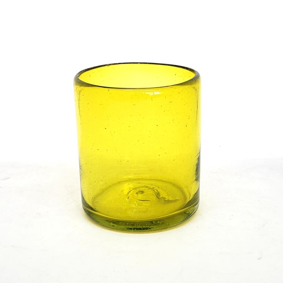 Mexican Glasses / Solid Yellow 9 oz Short Tumblers (set of 6) / Enhance your favorite drink with these colorful handcrafted glasses.